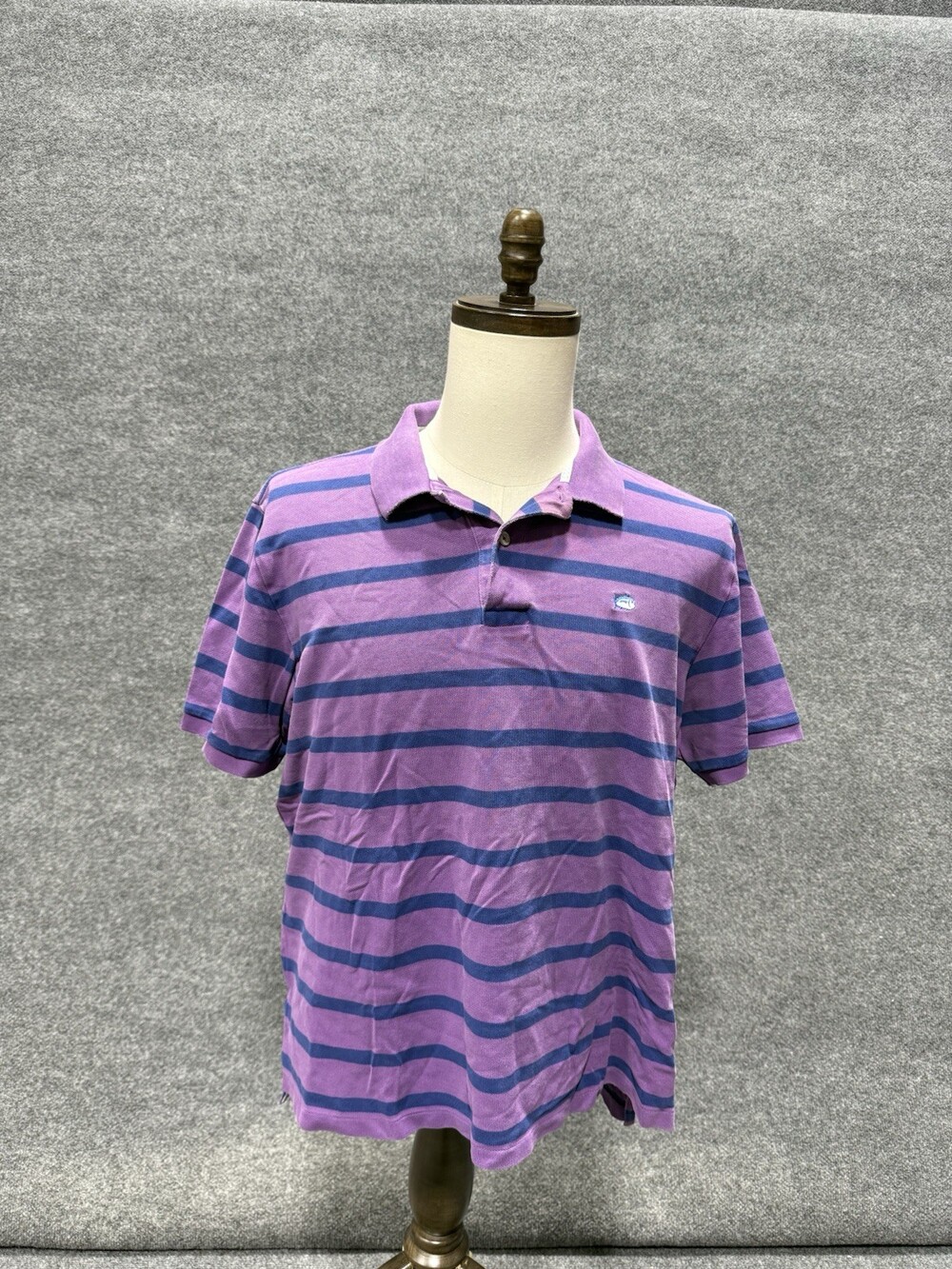 Southern Tide Skipjack Polo Shirt Mens XL Purple Blue Stripe Classic Fit Preppy